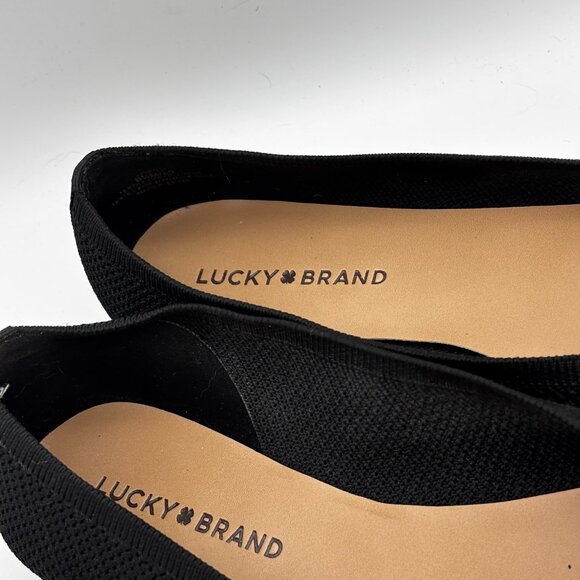 Lucky Brand Erin Black Knit Flats Women 8.5 Round Closed Toe Slip On Ballet Shoe - Picture 4 of 8